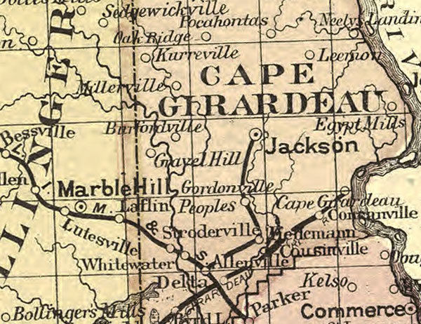 Missouri State H. R. Page 1885 Historic Map detail