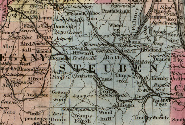 New York State 1852 Colton Historic Map detail