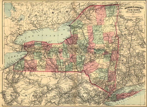 New York State 1871 Asher and Adams Historic Map Reprint