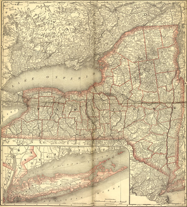 New York State 1881 Rand McNally Historic Map Reprint