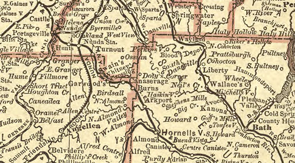 New York State 1881 Rand McNally Historic Map detail