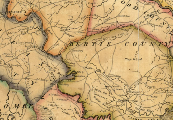 North Carolina State 1808 Stone and Brown Historic Map detail