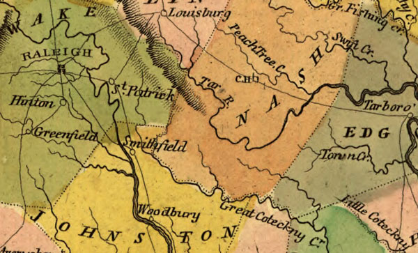 North Carolina State 1814 Carey Historic Map detail