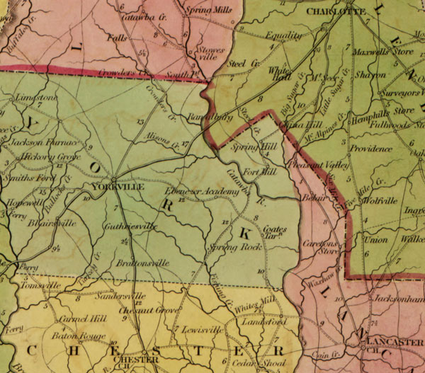 North Carolina and South Carolina State 1839 Historic Map David Burr American Atlas detail