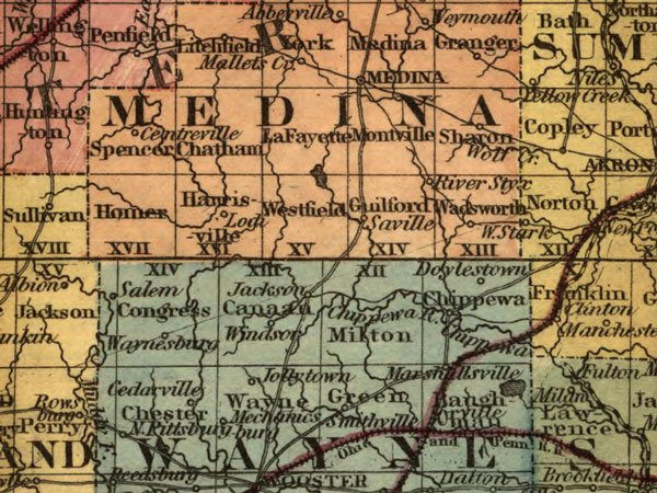 Ohio State 1854 Historic Map by Colton, detail