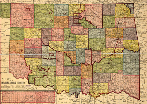 Oklahoma and Indian Territory 1905 Map Reprint