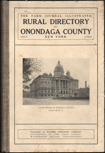 Onondaga County, New York 1917-1922 Rural Directory Syracuse, NY
