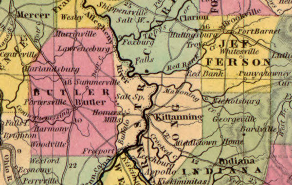 Pennsylvania State 1849 Mitchell Historic Map detail