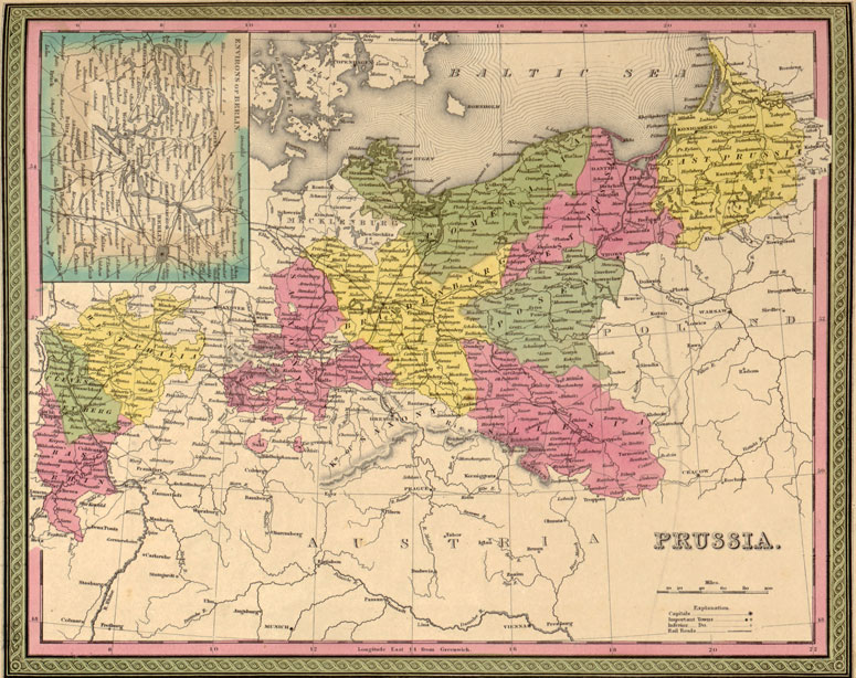 Prussia 1849 Mitchell Historic Map Reprint