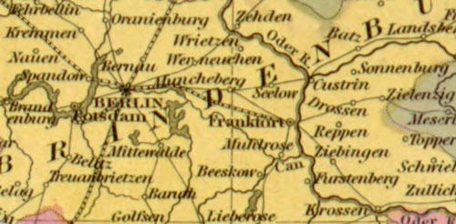 Prussia 1849 Mitchell Historic Map detail