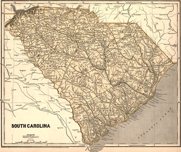 South Carolina State 1843 Morse Breese Historic Map Reprint