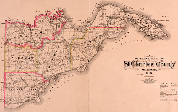 St. Charles County, Missouri 1905 Historical Map Reprint