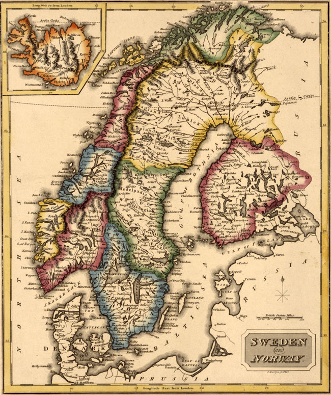 Sweden and Norway 1817 Fielding Lucas Historic Map Reprint