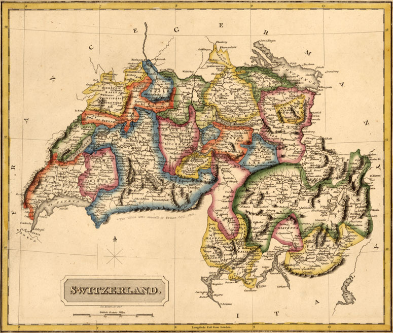 Switzerland 1817 Fielding Lucas Historic Map Reprint