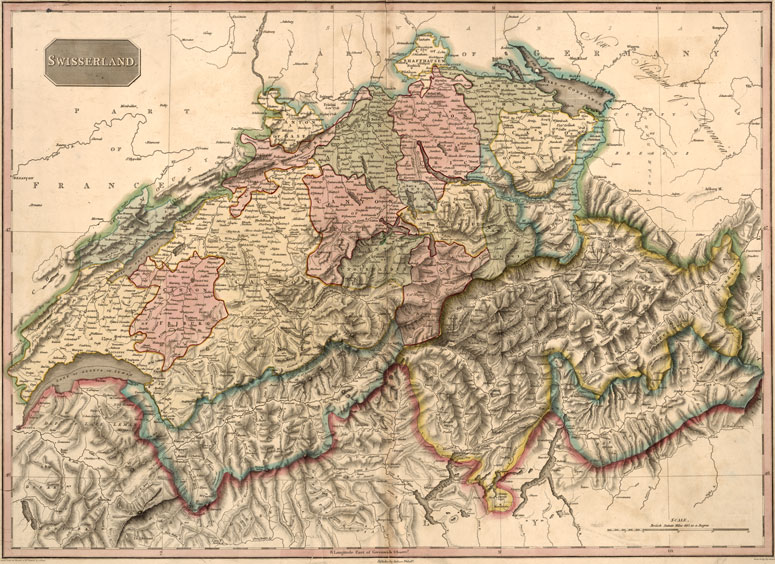 Switzerland 1818 Dobson Historic Map Reprint
