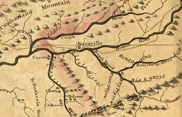 Tennessee State 1795 John Reid Historic Map detail