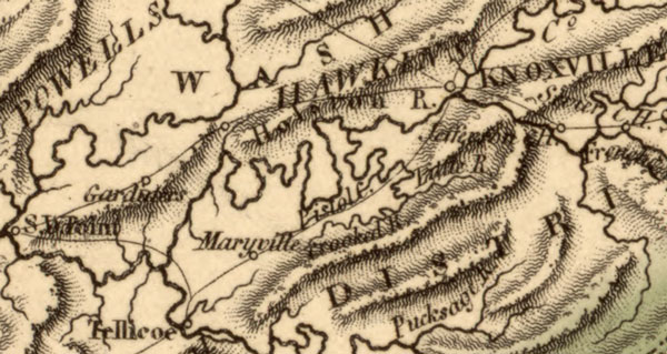Tennessee 1817 Fielding Lucas Historic Map detail
