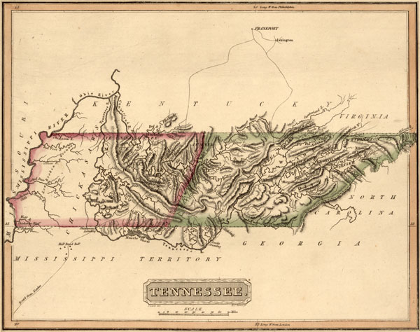 Tennessee 1817 Fielding Lucas Historic Map Reprint