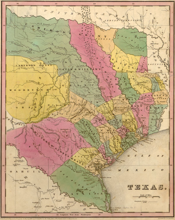 Texas State (Texas Republic) 1833 Historic Map by Tanner, Reprint