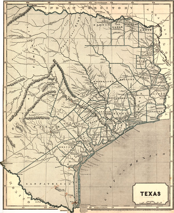 Texas State 1844 Morse and Breese Historic Map Reprint