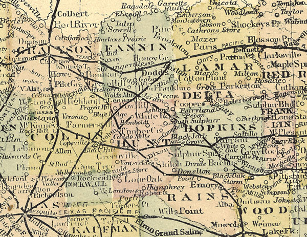 Texas State 1889 S. Wangersheim Historic Map Reprint, detail