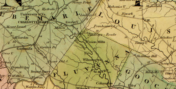 Virginia, Maryland and Delaware State 1839 Historic Map David Burr American Atlas detail