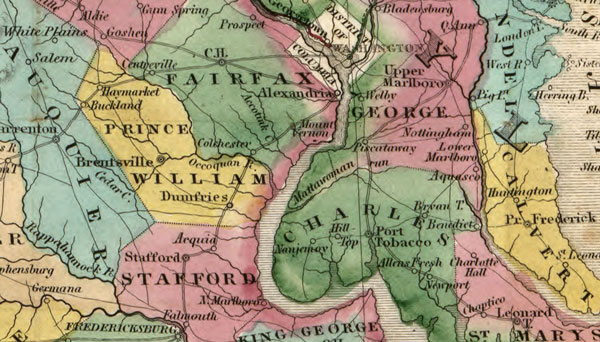 Virginia and Maryland State 1832 Mitchell Historic Map detail
