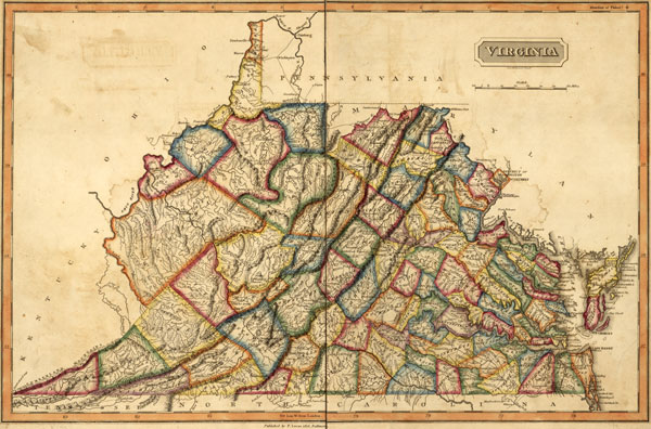 Virginia State 1817 Fielding Lucas Historic Map Reprint