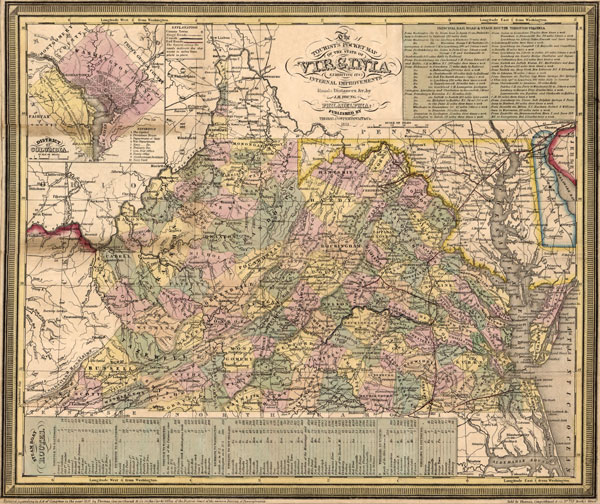 Virginia State 1853 Thomas, Cowperthwait Historic Map Reprint