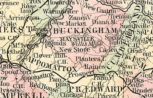 Virginia and West Virginia State 1863 Mitchell Historic Map detail