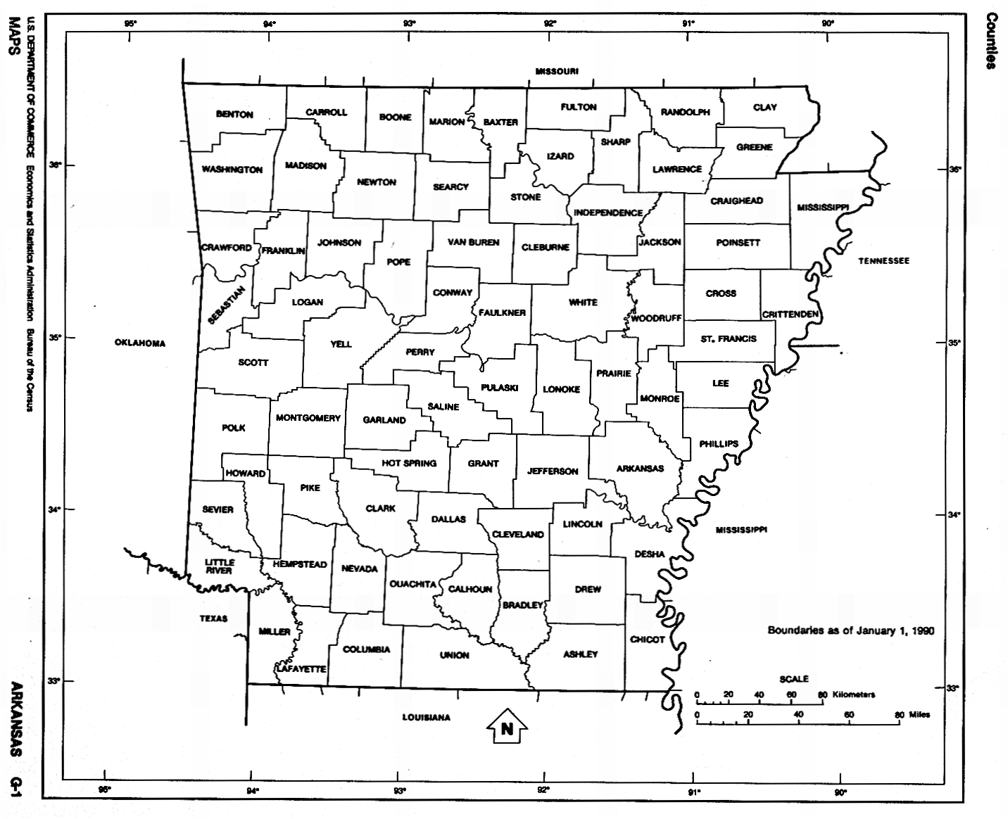 Map of Arkansas Counties County Outlines