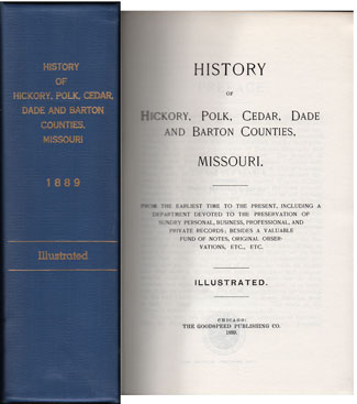 History of Hickory, Polk, Cedar, Dade and Barton Counties, Missouri 1889 genealogy book