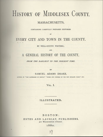 History of Middlesex County, Massachusetts, 1880, genealogy, book