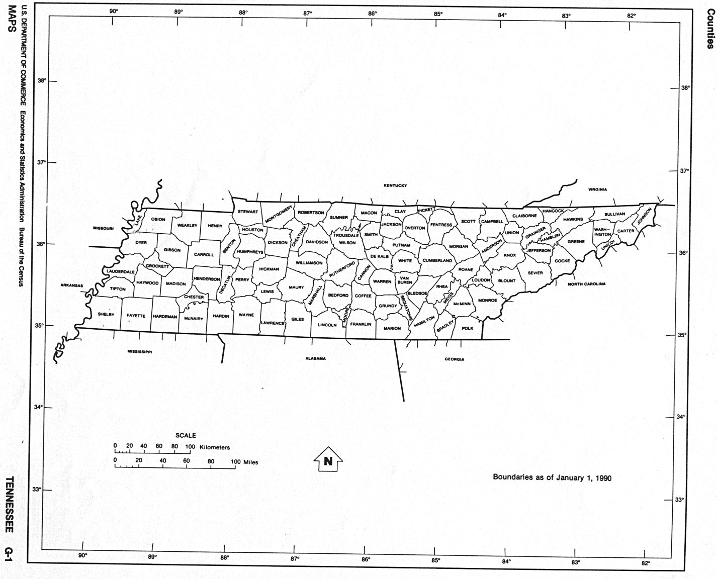 Map of Tennessee Counties TN County Outlines