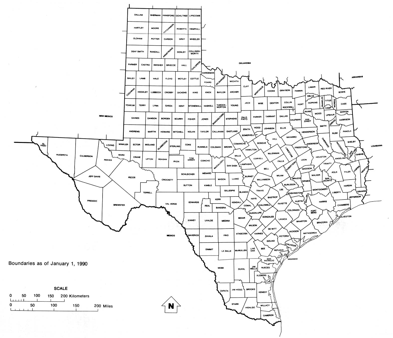 Map of Texas Counties TX County Outlines